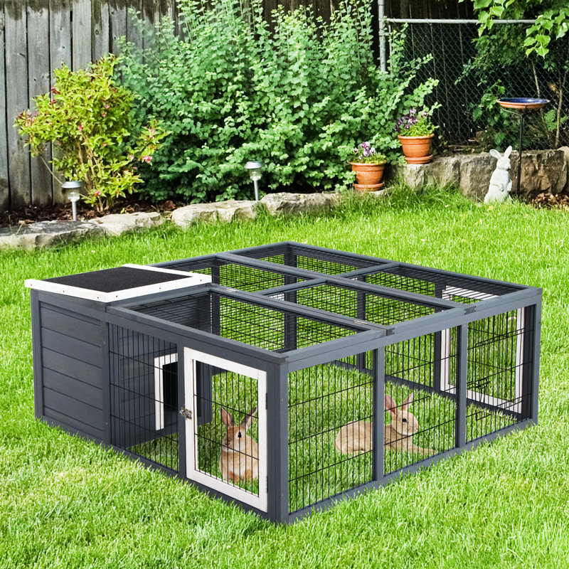 Outdoor Cage - Grey Waterproof Rabbit With Spacious Interior And Playful Setting For Small Animals , Thoughtfully Planned Pet Living Space, Practical