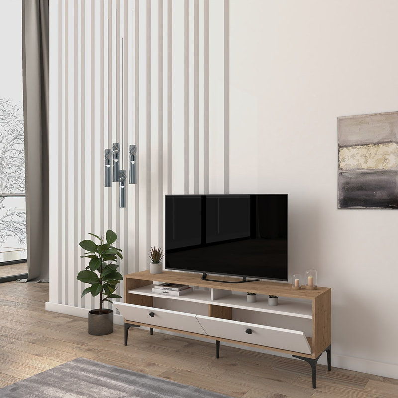 Keikei Unfinished TV Stand, White