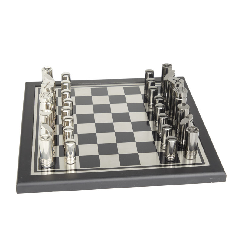 Ensemble de jeu en aluminium Neta, H 3,85 po x L 13,8 po x l 13,8 po, Noir / argent