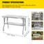 Table de préparation commerciale pliante, poste de travail commercial de 122 x 61 cm avec tablette inférieure, table pliante robuste en acier inoxydable supportant une charge de 136 kg, conçue pour la cuisine domestique, les restaurants et les garages.