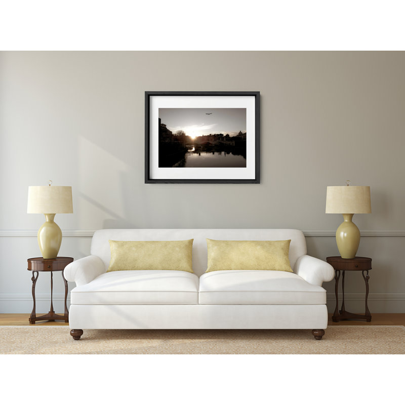 Tiber Sunset Print by Joseph Regan, Black, 26" H x 36" W x 0.75" D