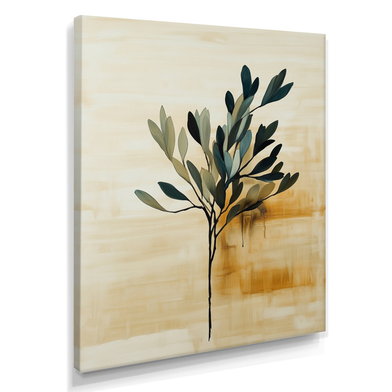 Olive Whispers in Charcoal IV - Sage Botanical, reproduction sur toile encadrée, H 32 po x l 24 po, Toile tendue