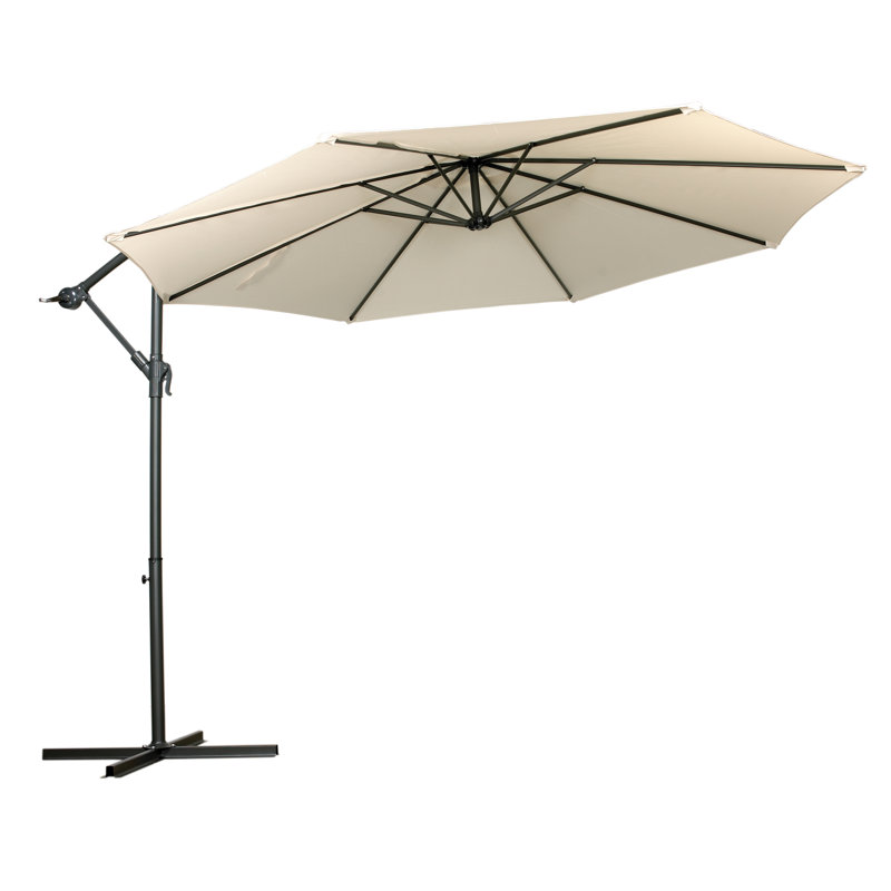 Oyster 3m Standard Cantilever Over Hanging Powder Coated Parasol with Cross Stand This parasol is made using Polyester Fabric which has a Weather-Proof Coating & UPF Sun Protection Level 50