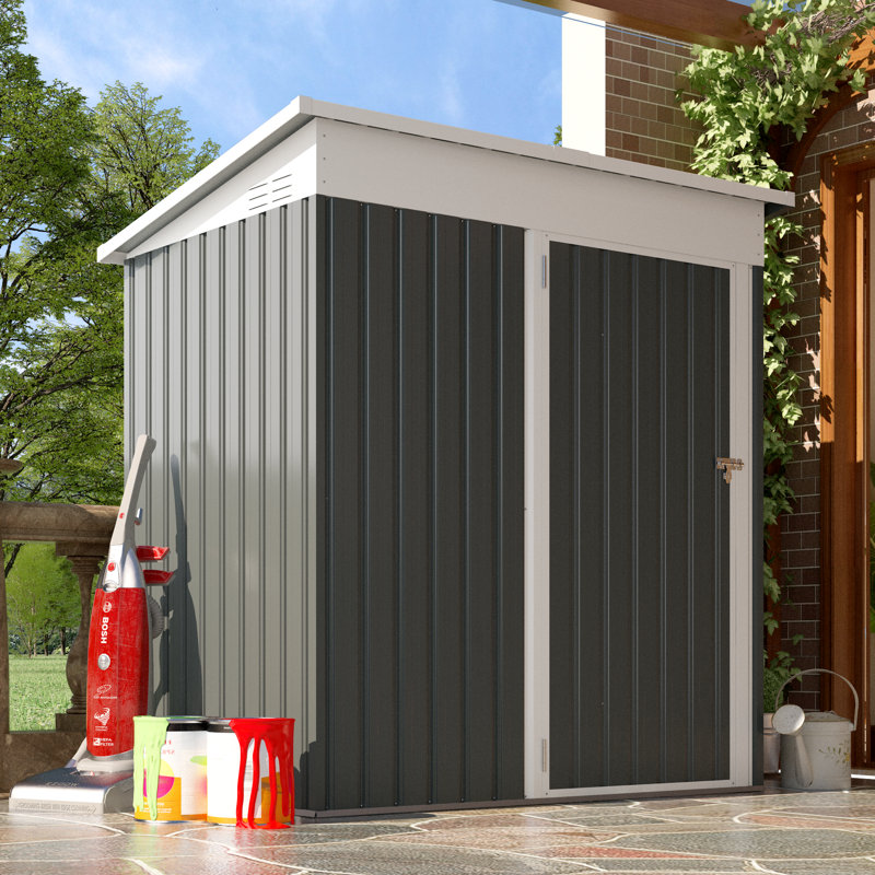 5 ft. W x 2.3 ft. D Metal Overlap Pent Storage Shed, Dark Grey