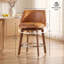 Ensemble de tabourets de bar modernes de hauteur comptoir 3, 26 po avec tabourets pivotants en bois massif et tabourets de comptoir en similicuir brun pour îlot de cuisine-1261041572-1261041573