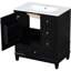 Meuble-lavabo noir avec lavabo, 30 po, corps robuste, porte à fermeture douce, une tablette de porte et 3 tiroirs à trois tiroirs