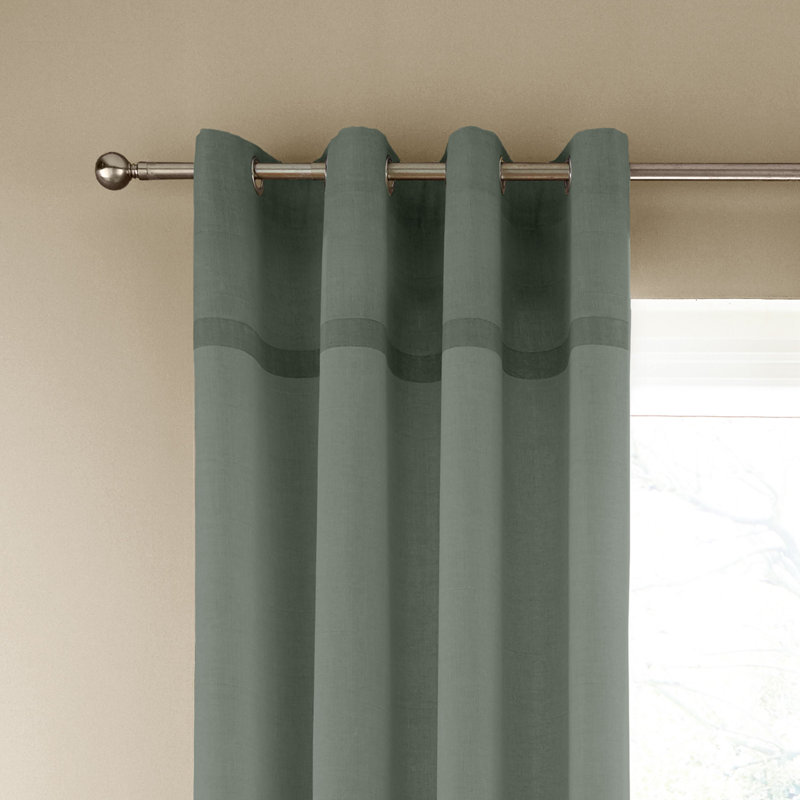 Melville Woven Texture Unlined Curtains, 168 W x 183 D cm, Green