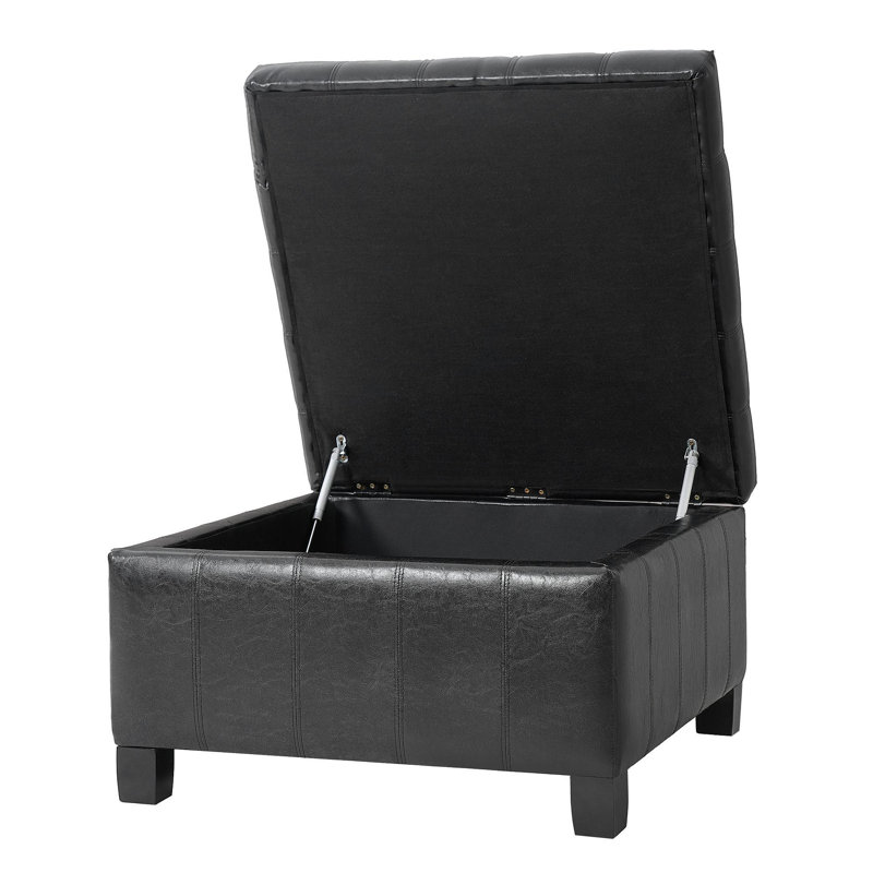Repose-pieds noir avec rangement en polyuréthane noir
