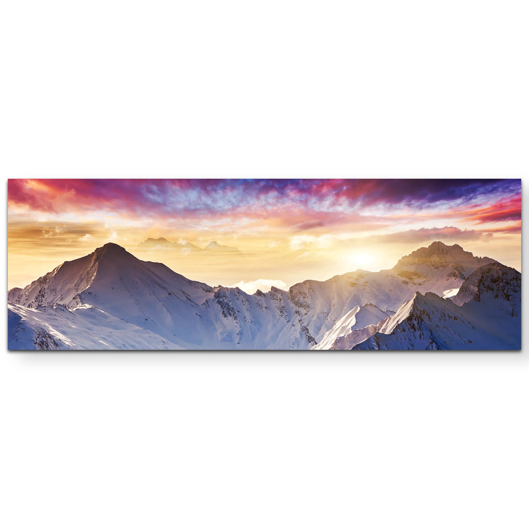 Leinwandbild Fantastische Alpenlandschaft mit Sonnenuntergang