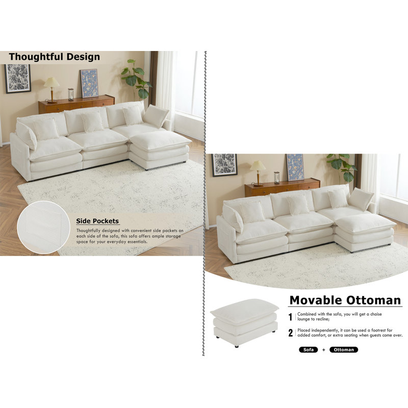 112.6" Modular Sofa, Beige