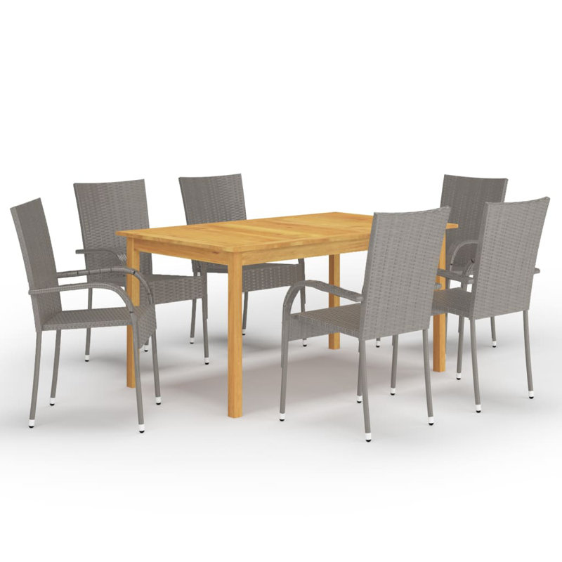 Rectangular 6 - Person Dining Set, Black, 35.4" W x 59.1" L x 29.1" H