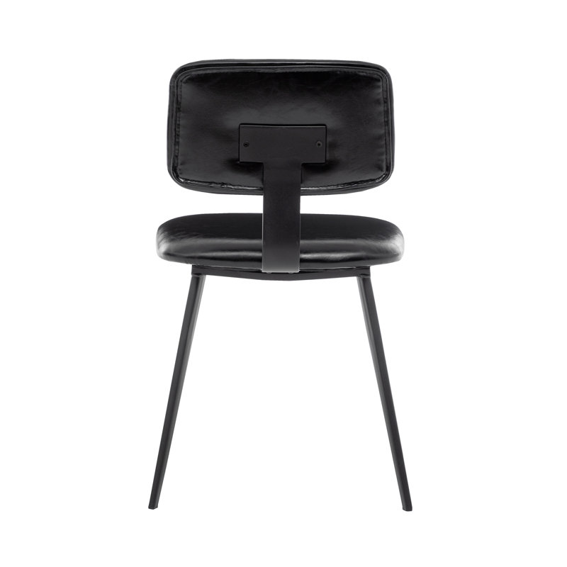Chaise de salle à manger en similicuir avec pieds en acier, Noir, noir, noir, noir
