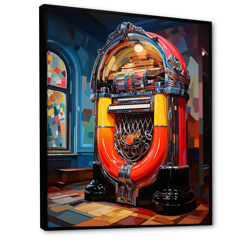 Impression sur toile Jukeboxes Nostalgic Melody I - Divertissement, H 44 po x l 34 po x P 1,5 po, Cadre flottant noir