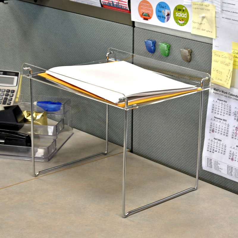 Clear Acrylic and Metal Hanging File Desk Organizer