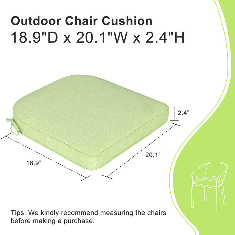 Outdoor Chair Seat Cushion, 20" W x 19" D, Green