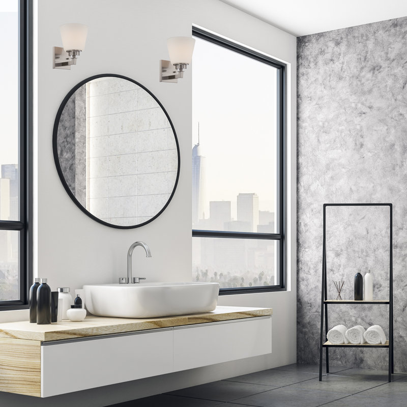 Applique murale pour salle de bain 1 lumière Angyl, Nickel brossé