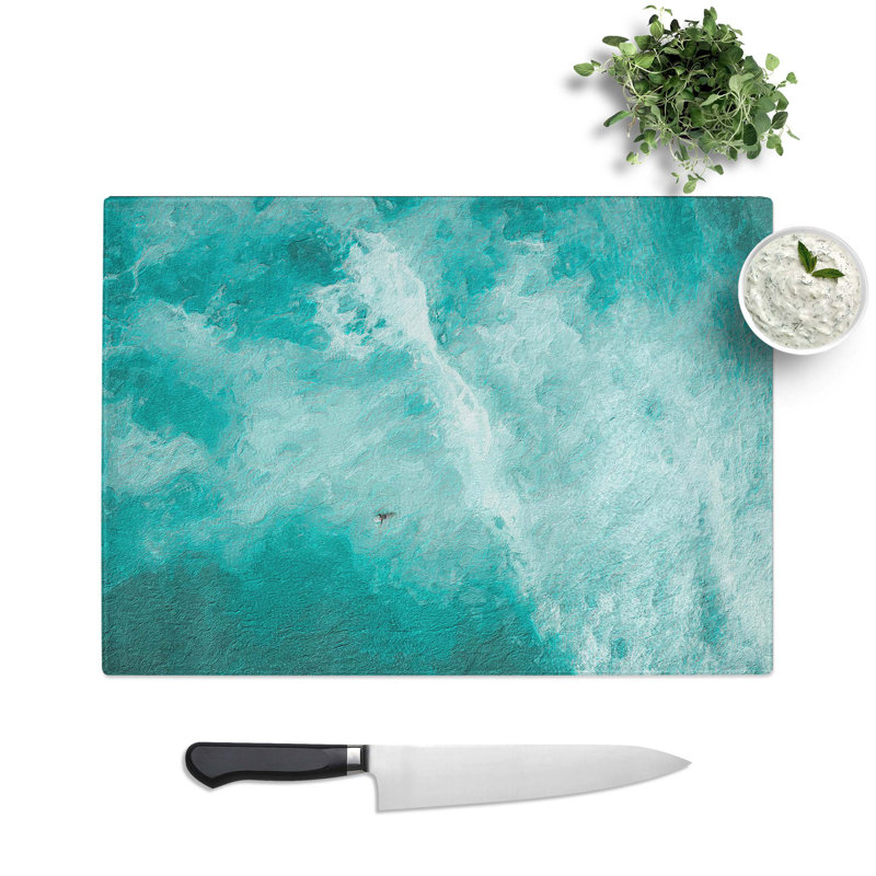 Tempered Glass Surfing Waves in Bondi Beach in Australia Chopping Board, 28.5 cm W x 20 cm L