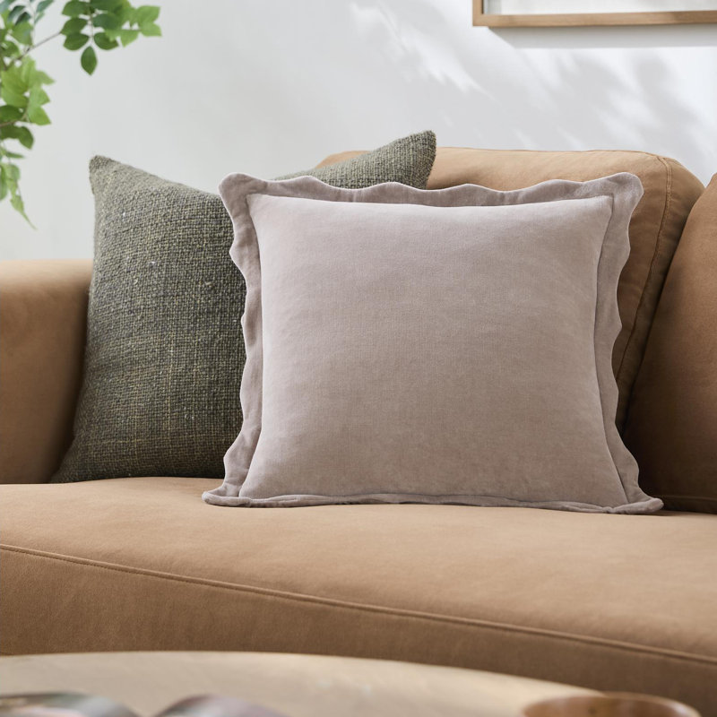 Coussin décoratif à bords festonnés Collier, H 20 po x l 20 po, polyester, Mauve
