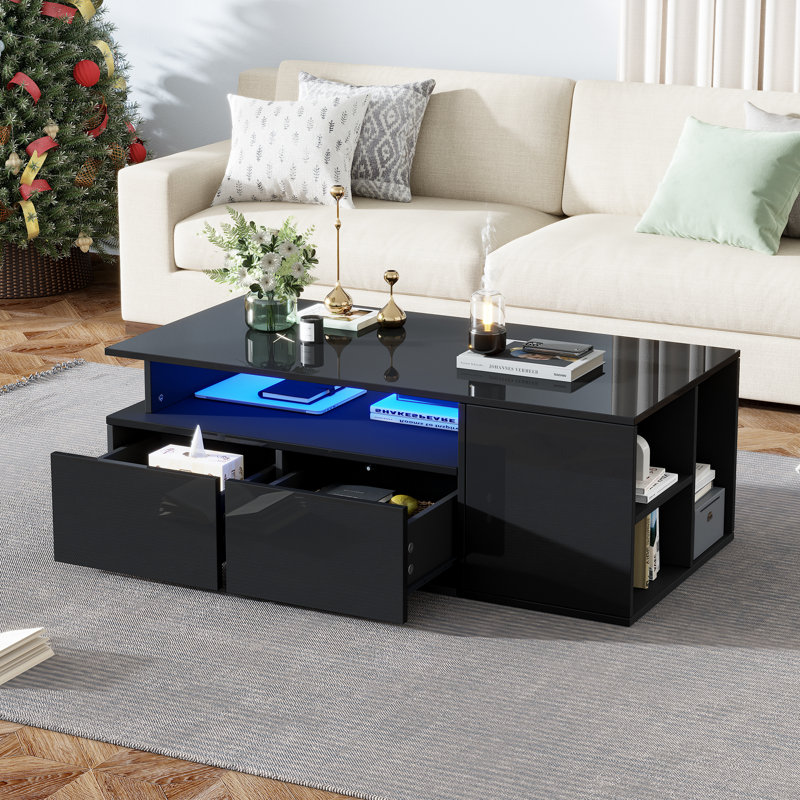 Coffee Table with Storage, Black