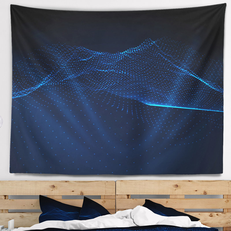 Tapisserie «Spacescape 3D Wave Glowing Particles», H 32 po x l 39 po