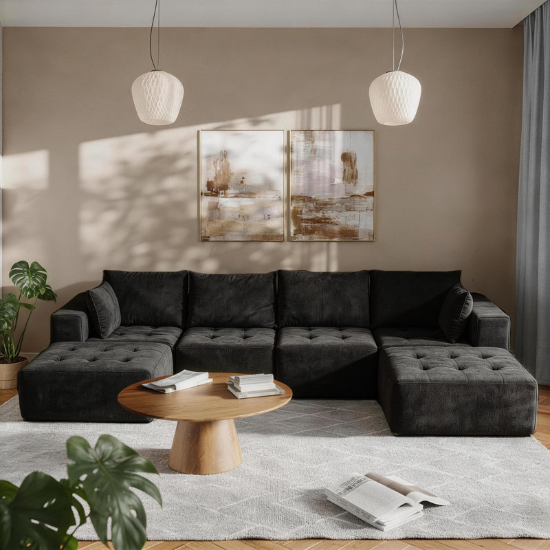 Canapé modulaire en forme de U de 131,5 po avec 2 repose-pieds en chenille désossée en forme de U et 2 repose-pieds profond, combinaison de module pour le salon 6 places
