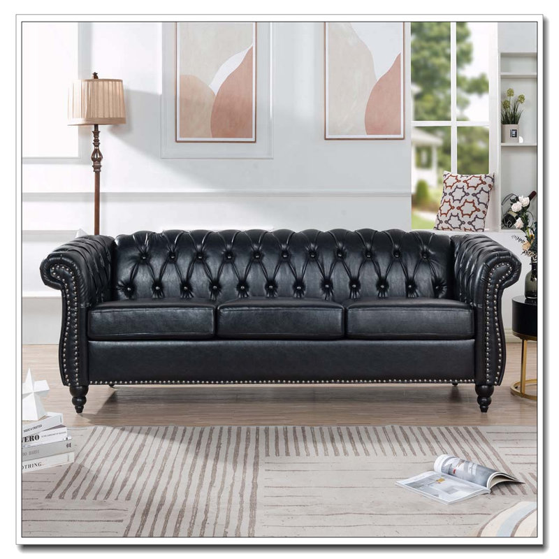 Canapé Chesterfield 84,65 po, Noir