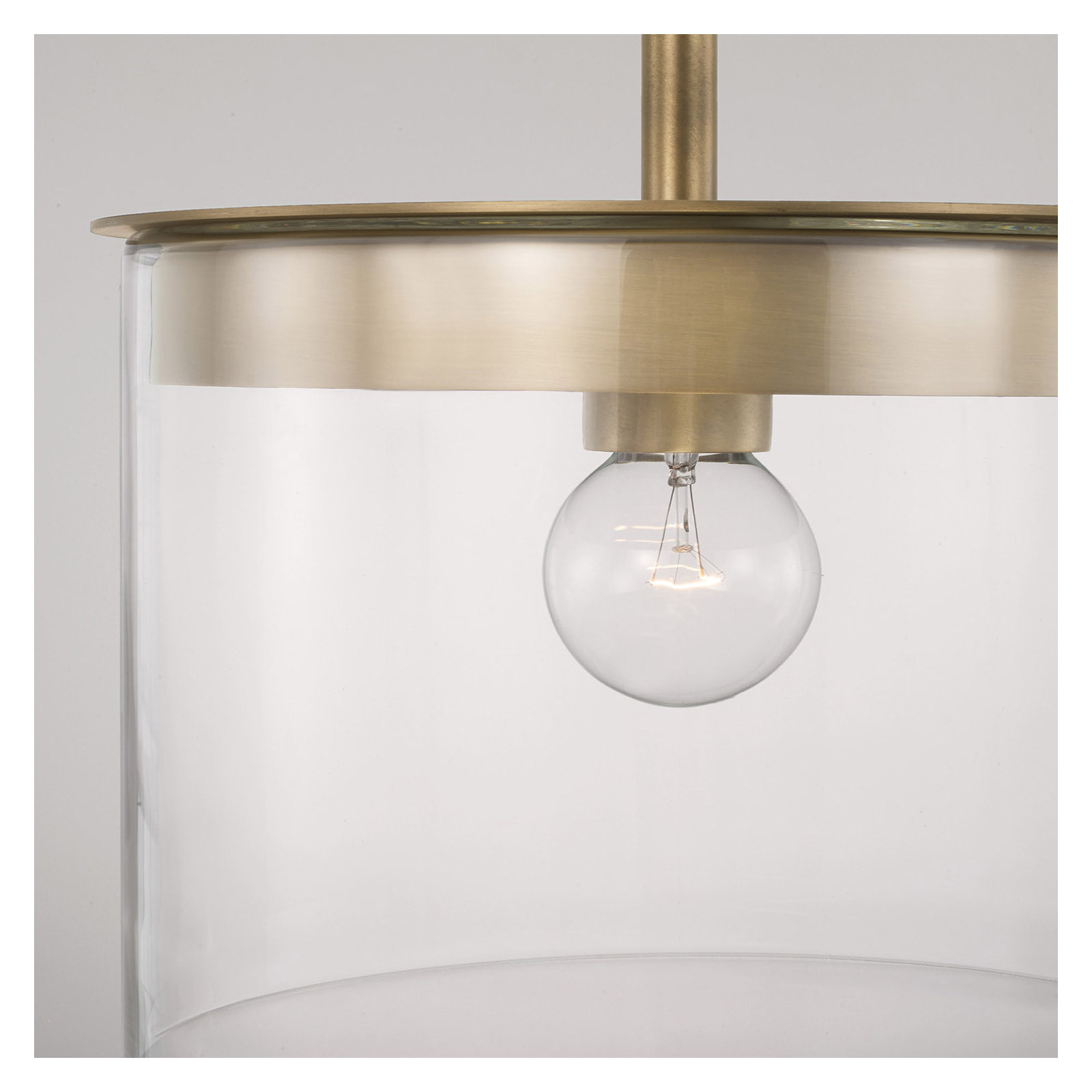 Elstone Single Light Glass Dimmable Pendant, Aged Brass
