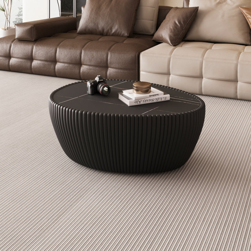 Table basse moderne en cuir fritté noir