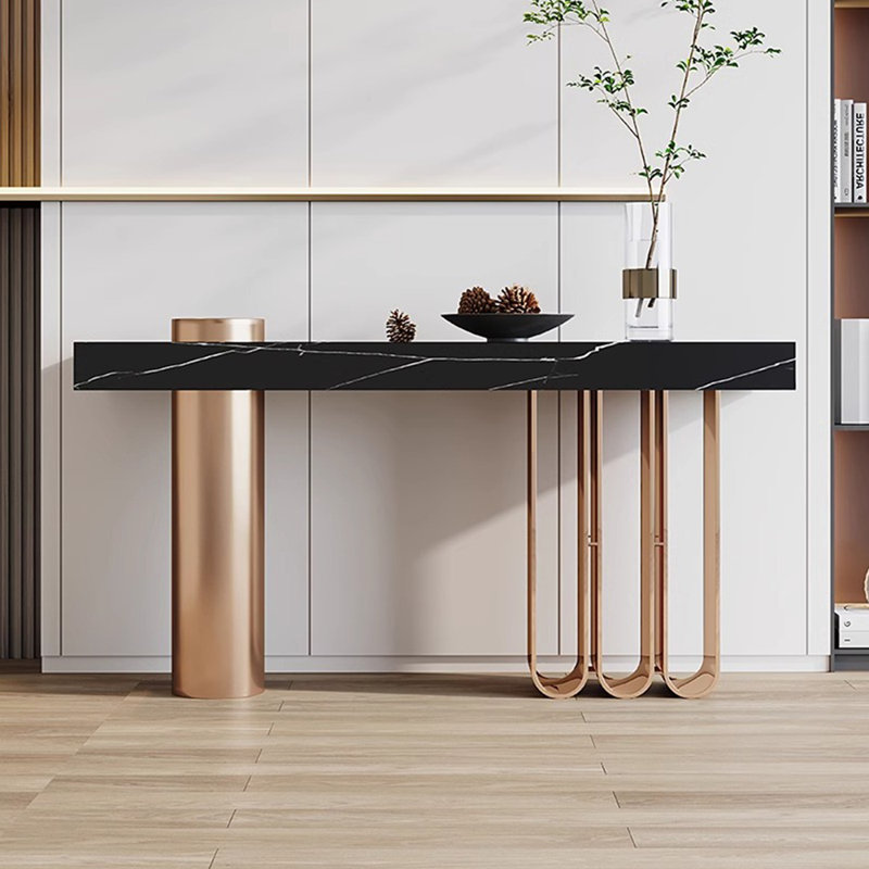 Console de style français en pierre frittée, H 33,4 po x l 70,8 po x P 13,7 po