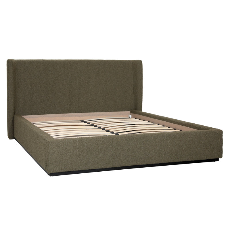 Lit plateforme tapissier Wolcott, Grand lit, Vert olive