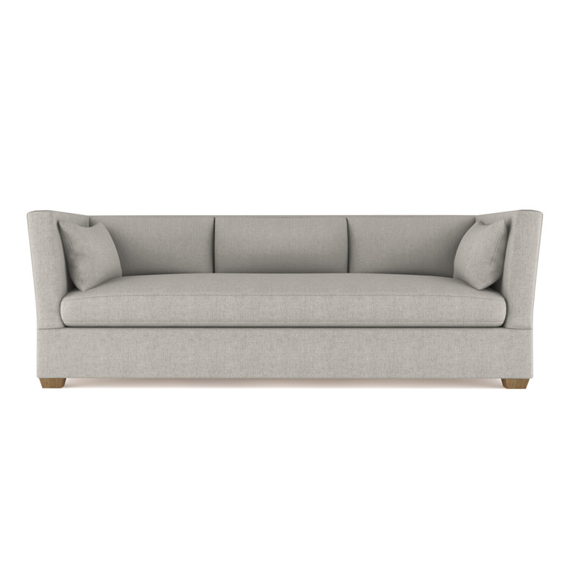 Canapé Rivington, Lin à tissage carré argenté, H 31 po x l 108 po x P 37 po, Patiné