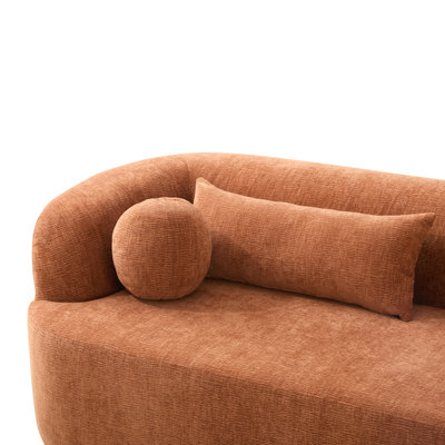 Canapé 86 po en osier de 86 po, canapé rembourré avec coussins, canapé nuage incurvé sans assemblage avec mousse haute densité, canapé moderne de luxe à 3 places compressé pour le salon et l’appartement