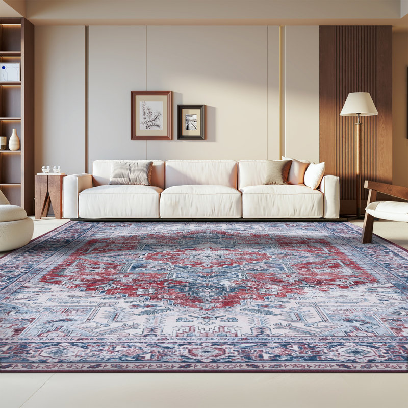 Tapis rouge / bleu marine Tucson 101 M / W S / R, Rectangle 8 pi x 10 pi