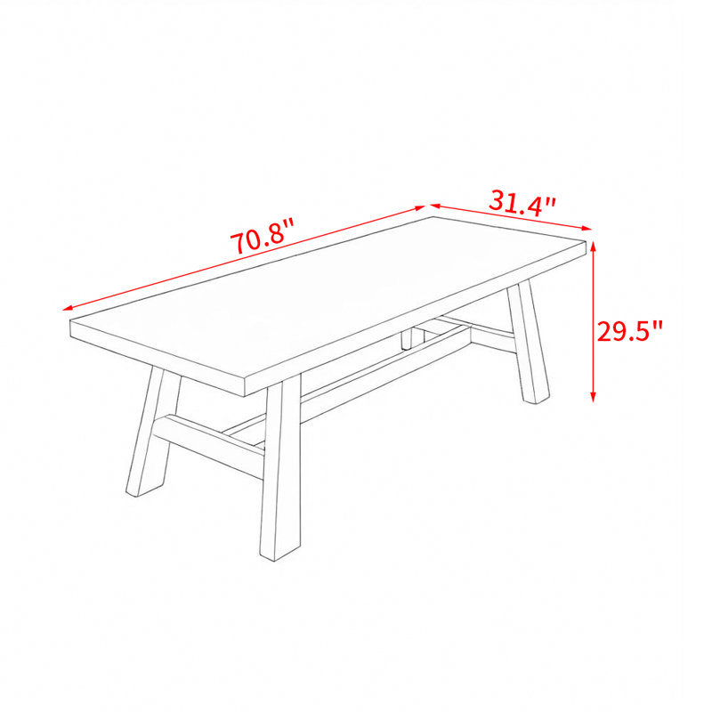 Table de salle à manger Jaleia, H 29,5 po x L 78,7 po x l 31,4 po