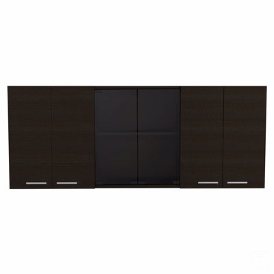Wall Cabinet With Glass, Four Interior Shelves, Two Double Door