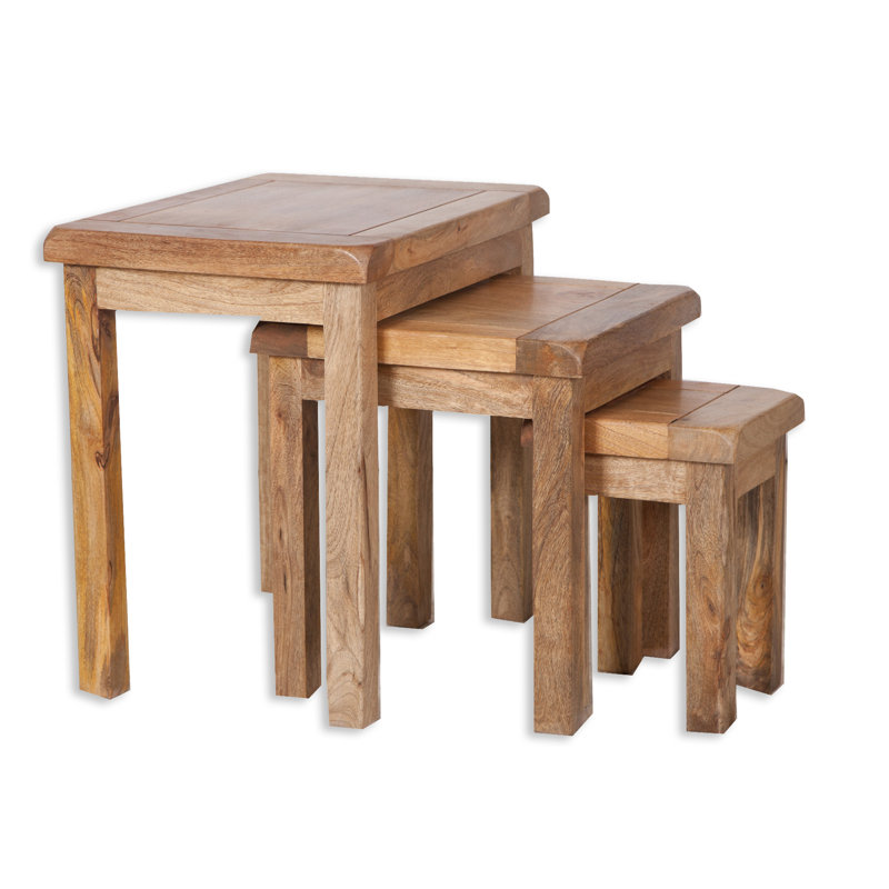 Shoreditch Solid Wood Nesting Tables, Light Brown