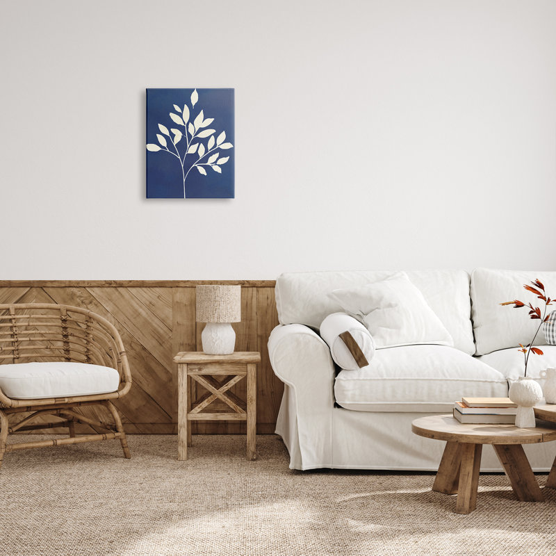 "Modern Leaf Sprig", pochoir abstrait par Susan Jill - cadre flottant, impression sur toile, H 20 po x l 16 po x P 1,5 po