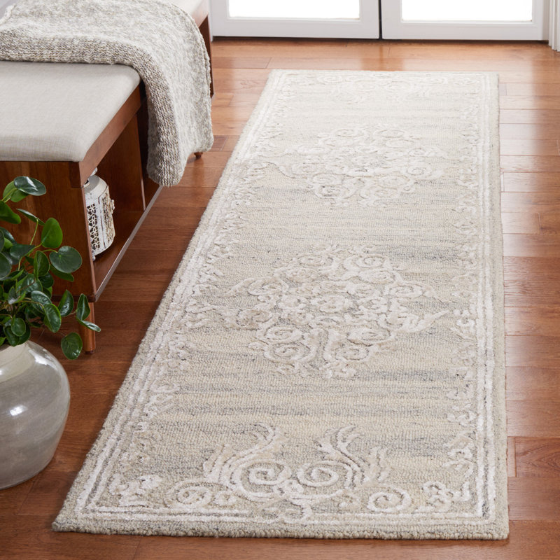 Spandrel Hand Tufted Wool Viscose Cotton with Latex Oriental Rug in Gray, Runner 2'3" x 8'
