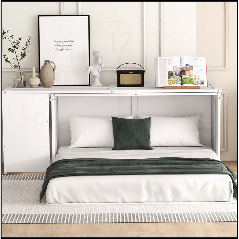 Lit escamotable avec bureau rotatif Murphy, Blanc