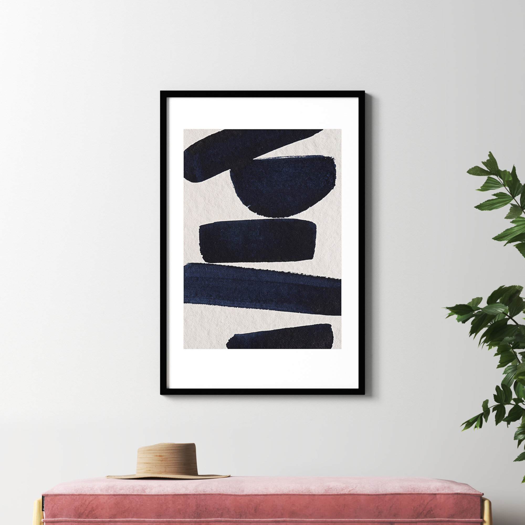 Japandi 5 by Simon West, 42.15" H x 28.4" W x 0.88" D, Black