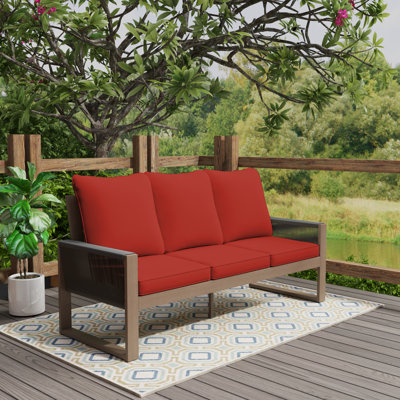 Canapé de patio en bois avec coussins