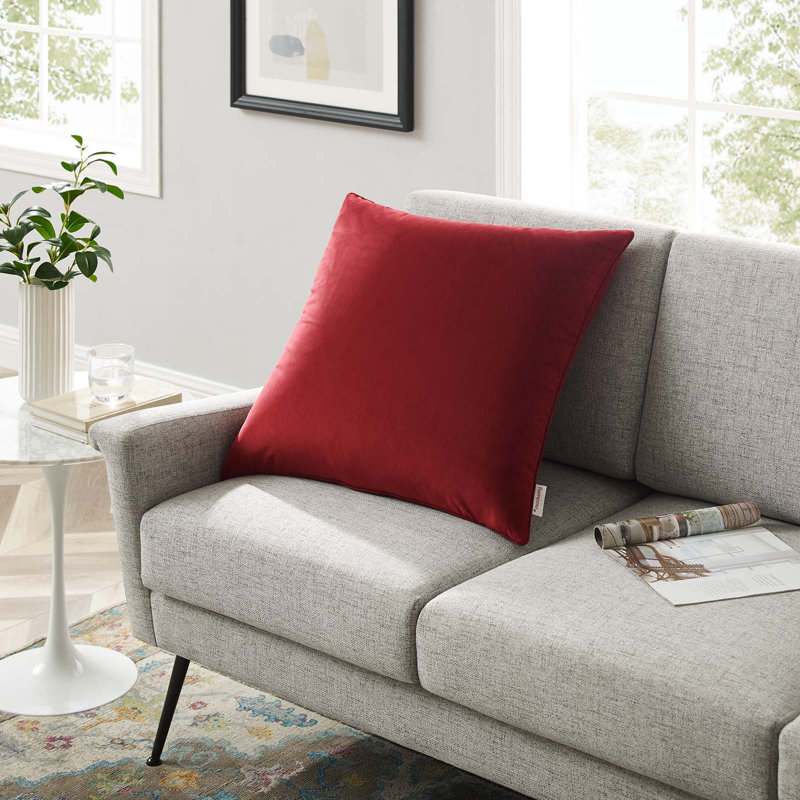 Enhance Performance Velvet Throw Pillow by Modway, 23.5" x 23.5", Maroon