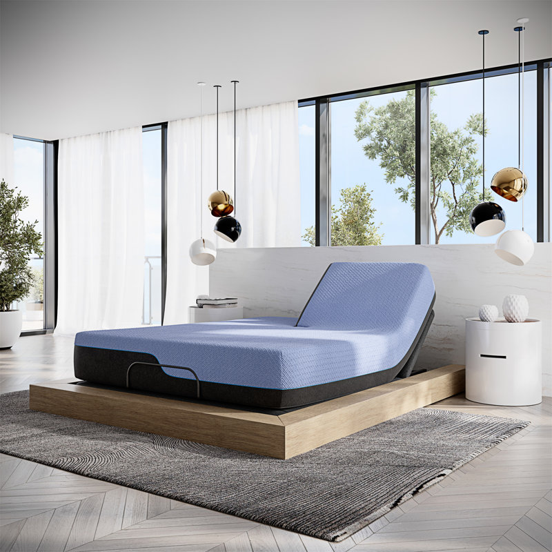 Bridgevine Home 12 Inch Refresh Flex Head Memory Foam Hybrid Mattress And Adjustable Base Bundle, Queen