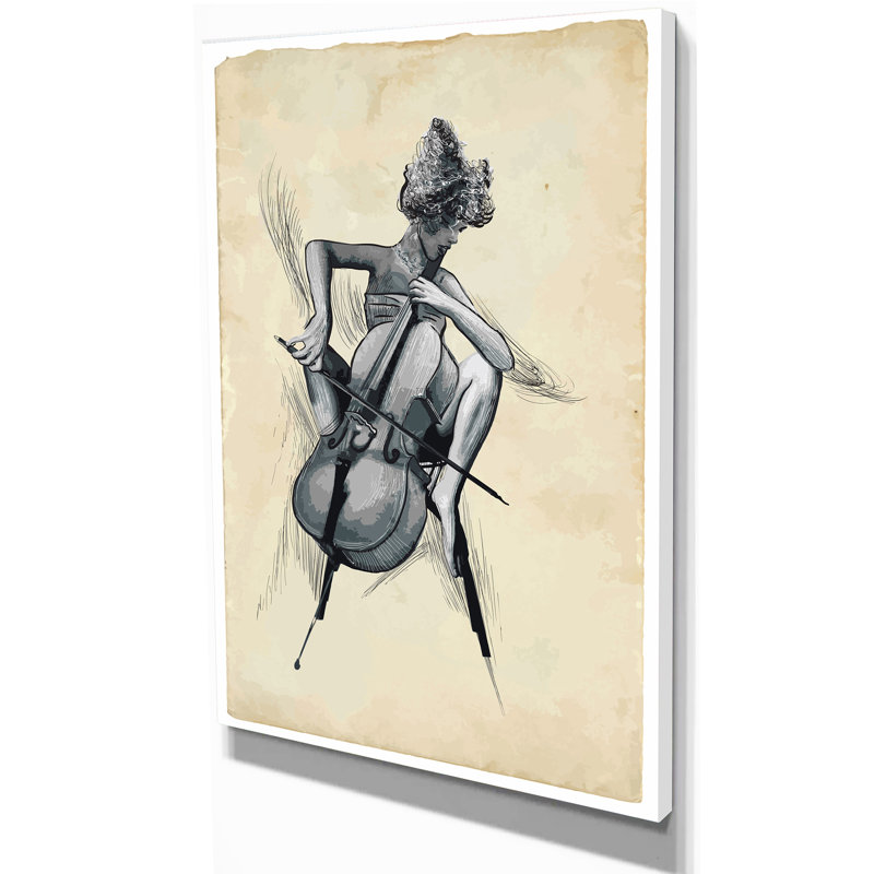 Reproduction d’art sur toile tendue music’chello playe, H 32 po x l 16 po x P 1 po