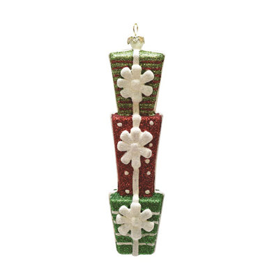 Ornement de Noël 6,5 "vert et rouge à paillettes