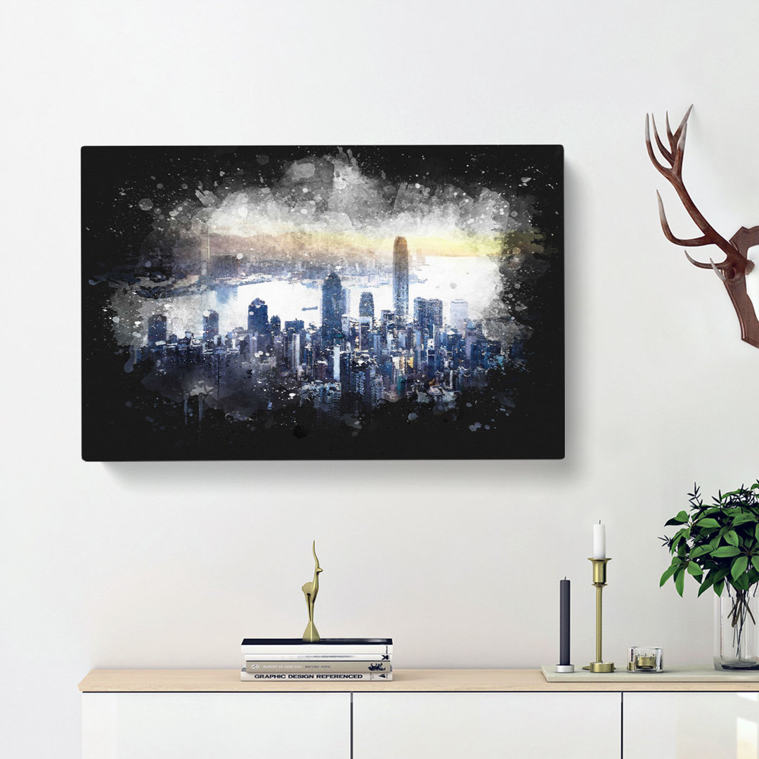 Hong Kong Skyline In China - Wrapped Canvas