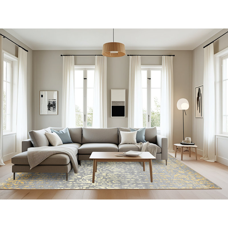 Tapis gris/crème/brun contemporain, Rectangle 8 pi x 12 pi