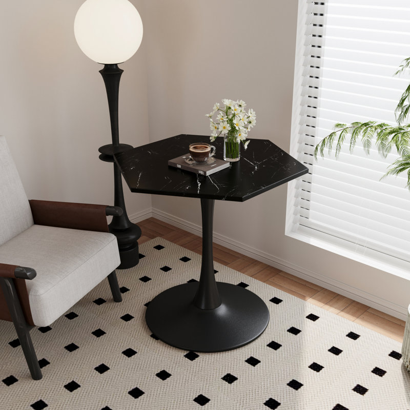 31.50" Hexagonal Coffee Table With Marble Top