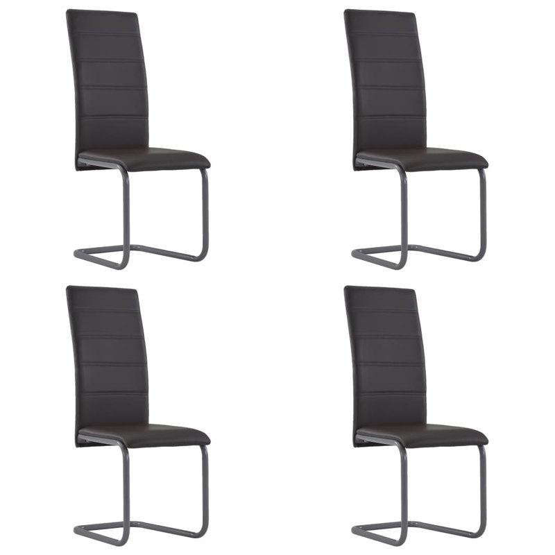 Cantilever Dining Chairs Dining Side Chair for Living Room Faux Leather, Brown