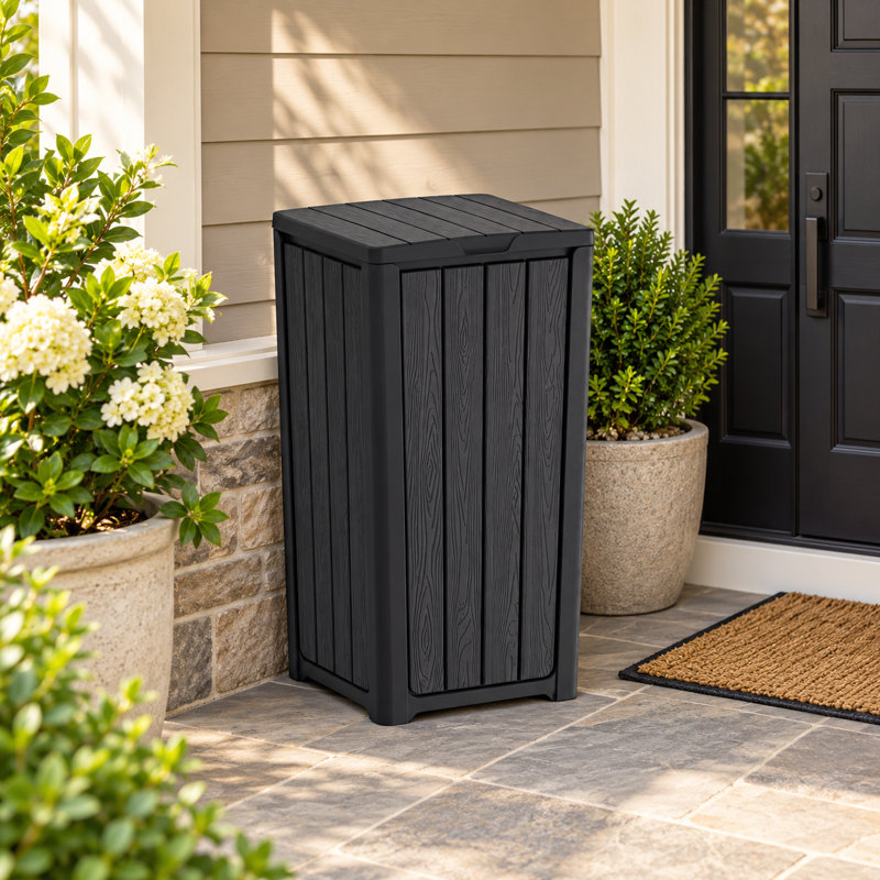 Poubelle extérieur/intérieur de 23 gallons avec couvercle double, Noir